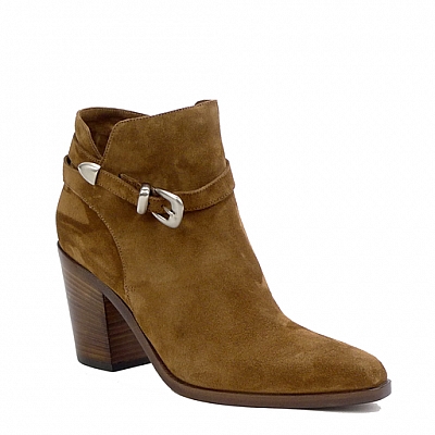 MINA MAPLE VELOUR SUEDE BELTED HIGH HEEL BOOT