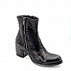 LYDIA SMOOTH BLACK STUDDED  HEEL ANKLE BOOTS