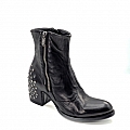 LYDIA SMOOTH BLACK STUDDED  HEEL ANKLE BOOTS