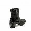 LYDIA SMOOTH BLACK STUDDED  HEEL ANKLE BOOTS