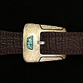 GILA 1” ANTIQUE SILVER AND TURQUOISE BUCKLE SET