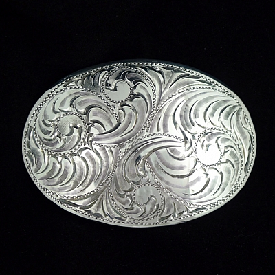 OVAL HAND ENGRAVED STERLING BUCKLE