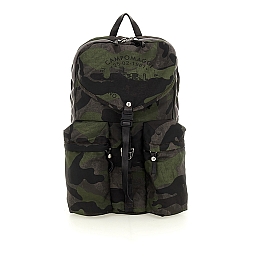 CAMO NYLON AND LEATHER BACKPACK