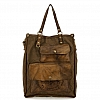 CANVAS & LEATHER POCKET FRONT SHOPPER IN MILITARE