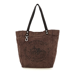 CANVAS SHOPPER TOTE IN MORO BROWN
