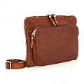 CROSSBODY DOCUMENT CARRIER IN COGNAC WASHED COWHIDE LEATHER