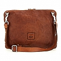 CROSSBODY DOCUMENT CARRIER IN COGNAC WASHED COWHIDE LEATHER