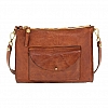 CROSSBODY FLAT POUCH FRONT ENV POCKET IN COGNAC