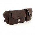 DOUBLE SNAP POCKET LEATHER WAIST BAG IN MORO