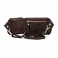 DOUBLE SNAP POCKET LEATHER WAIST BAG IN MORO