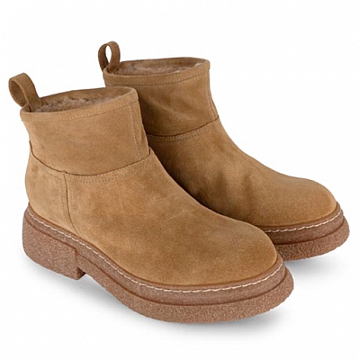 EMILY K. FLEECE LINED SUEDE SLIP ON BOOTIE