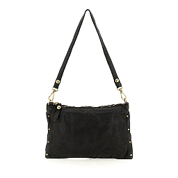 GIULIA STUD SEAM MED CROSSBODY POUCH  IN BLACK