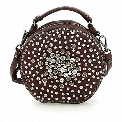 JEWELED ROUND CANTEEN BAG IN VINACCIA