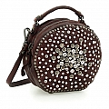 JEWELED ROUND CANTEEN BAG IN VINACCIA