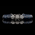 CELESTIAL DUMORTIERITE + STERLING + METEORITE 10MM BEADED BRACELET