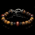 DRAGON FIRE II RED TIGER EYE AND ONYX BEADED BRACELET