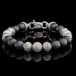 MONOMYTH ONYX, STERLING & METEORITE BEADED BRACELET