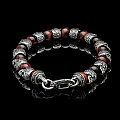MOTIVATION STERLING SILVER SUGAR SKULL & RED TIGER EYE BRACELET
