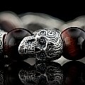 MOTIVATION STERLING SILVER SUGAR SKULL & RED TIGER EYE BRACELET