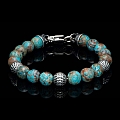 SEASIDE BLUE LACE AGATE & STERLING BEAD BRACELET