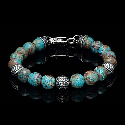 SEASIDE BLUE LACE AGATE & STERLING BEAD BRACELET