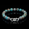 SEASIDE BLUE LACE AGATE & STERLING BEAD BRACELET