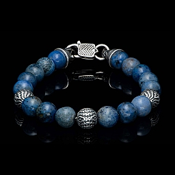 SEASIDE DUMORTIERITE & STERLING BEAD BRACELET