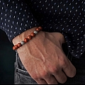 SEASIDE RED JASPER &  STERLING BEAD BRACELET