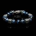 TEMPEST PIETERSITE + STERLING 10MM BEADED BRACELET