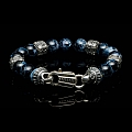 TEMPEST PIETERSITE + STERLING 10MM BEADED BRACELET
