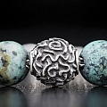 VERDIGRIS STERLING SILVER AND AFRICAN TURQUOISE BEAD BRACELET SMALLL