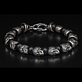 SHAMAN BEADED SKULL BRACELET WITH STERLING SILVER AND ONYX