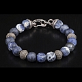 BEACH COMBER FROSTED SODALITE AND STERLING SILVER BEAD BRACELET