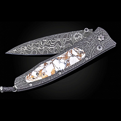 GENTAC BUFFALO TURQUOISE + DAMASCUS FOLDING KNIFE