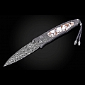 GENTAC BUFFALO TURQUOISE + DAMASCUS FOLDING KNIFE