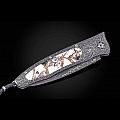 GENTAC BUFFALO TURQUOISE + DAMASCUS FOLDING KNIFE