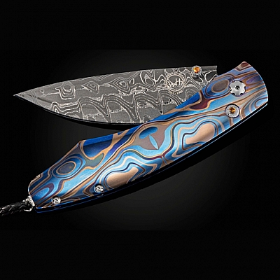 HEAT ENGRAVED TITANIUM SPEARPOINT FOLDING KNIFE