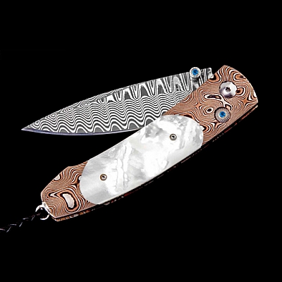 MONARCH FUTURE MOTHER OF PEARL, MOKUME AND DAMASCUS FOLDING KNIFE