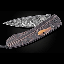 DARK MATTER LASER ENGRAVED TITANIUM + DAMASCUS FOLDING KNIFE