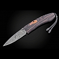 DARK MATTER LASER ENGRAVED TITANIUM + DAMASCUS FOLDING KNIFE