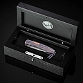 DARK MATTER LASER ENGRAVED TITANIUM + DAMASCUS FOLDING KNIFE