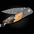 OMNI DAMASCUS, WOOD & RESIN FOLDING KNIVE