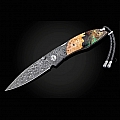 OMNI DAMASCUS, WOOD & RESIN FOLDING KNIVE