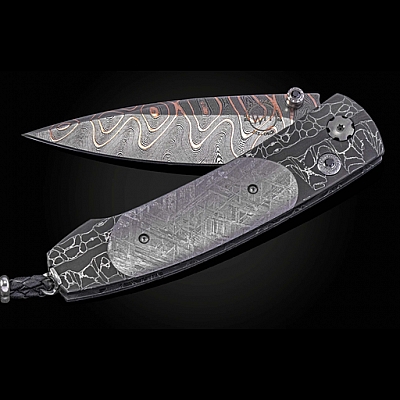 OUTER LIMITS  METEORITE + DAMASCUS STEEL FOLDING KNIFE
