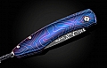 SPEARPOINT ABSTRACT HEAT BLUED DAMASCUS FOLDING KNIFE