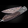 SPEARPOINT BLACK FOREST DAMASUCS, RESINATE PINE CONE FOLDING KNIFE