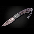 SPEARPOINT BLACK FOREST DAMASUCS, RESINATE PINE CONE FOLDING KNIFE