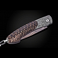 SPEARPOINT BLACK FOREST DAMASUCS, RESINATE PINE CONE FOLDING KNIFE