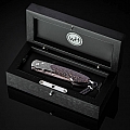 SPEARPOINT BLACK FOREST DAMASUCS, RESINATE PINE CONE FOLDING KNIFE