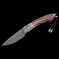 SPEARPOINT CHIEF JOSEPH MAMMOTH TOOTH, ENGRAVING AND GOLD INLAY FOLDKING KNIFE